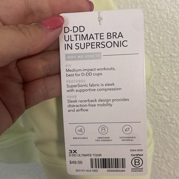 NWT- Athleta- lime sherbet colored D-DD supersonic sports bra- Size 3X - Picture 4 of 8